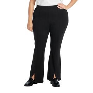 Ava and Viv High Rise Slim Straight Split Pants Black Career Stretch‎ Women's 1X